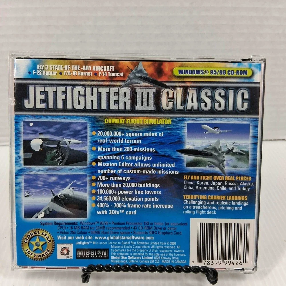 Jetfighter III Classic Combat Flight Simulator PC CD-ROM Windows 95 98 2000 F-22